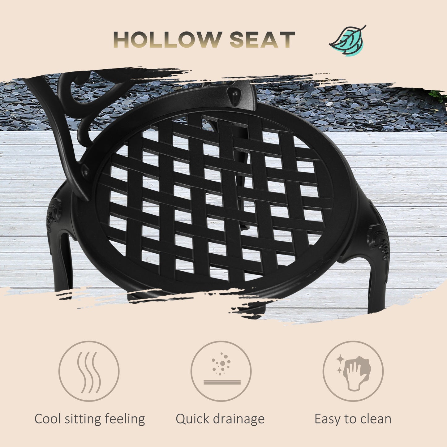 3 Piece Garden Bistro Set, Cast Aluminium Outdoor Furniture Set