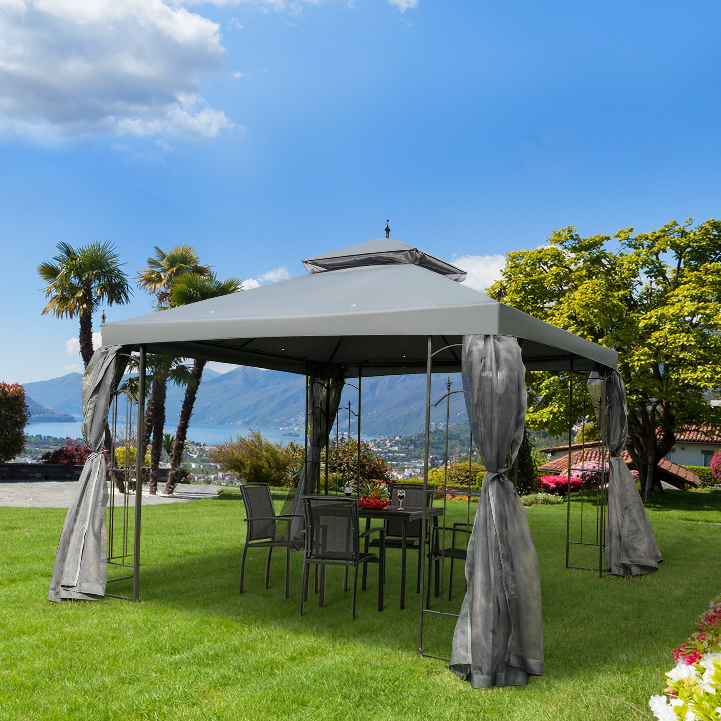 3(M)x3(M) Garden Gazebo Double Top Outdoor Canopy Patio Event Party