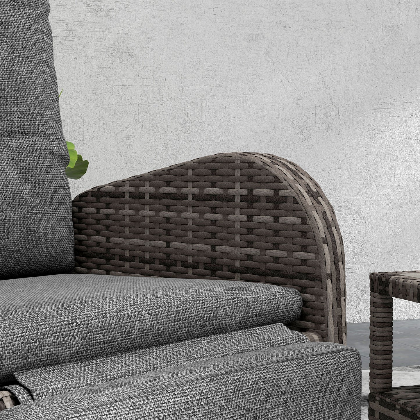 2 Seater Patio Rattan No Installation Chaise Lounge Sofa Set