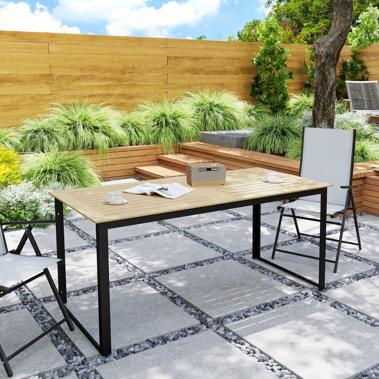Garden Table for 6 People, 175 x 78 x 75 cm Rectangle Outdoor
