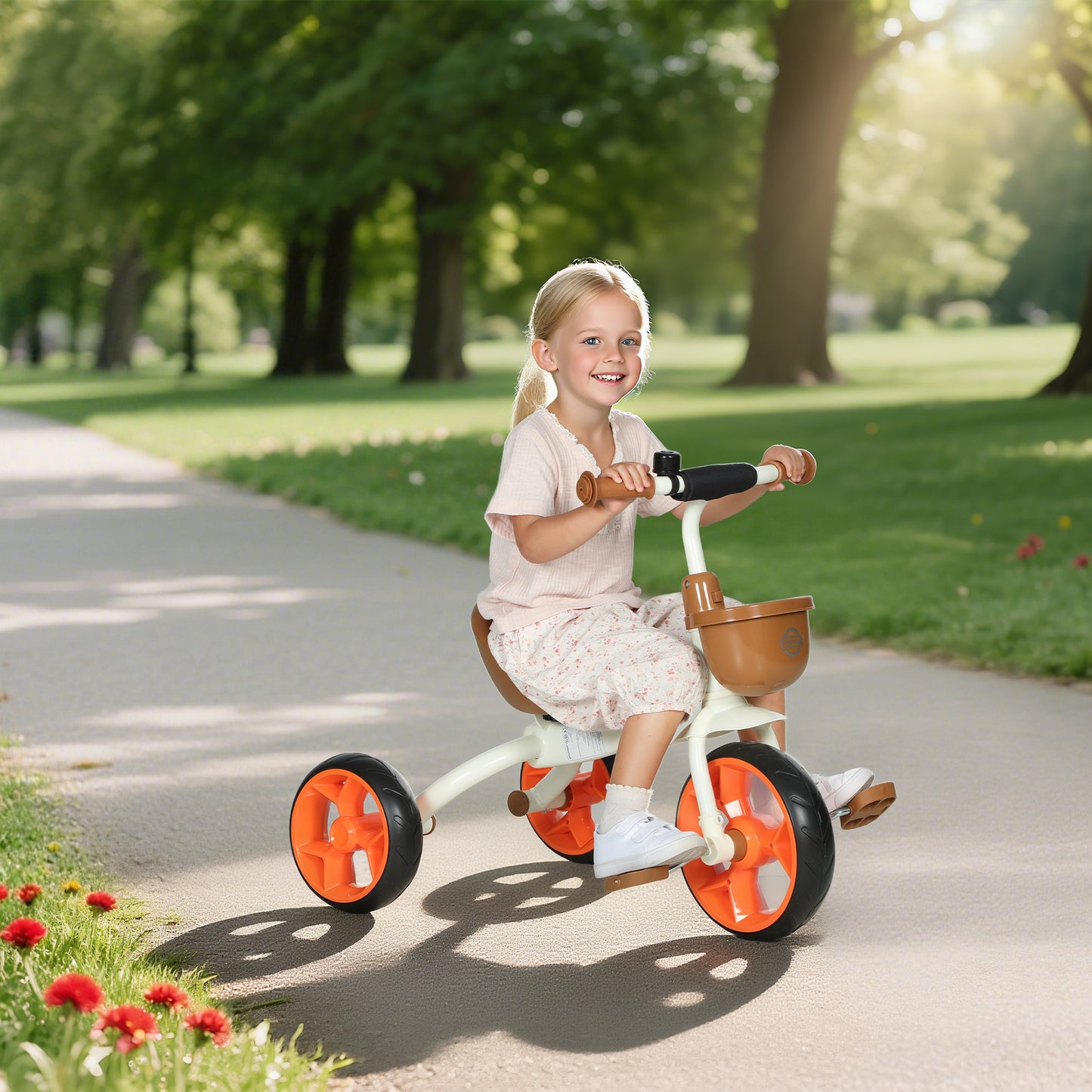 Kids Trike, Toddler Tricycle with Front Basket and EVA Wheels