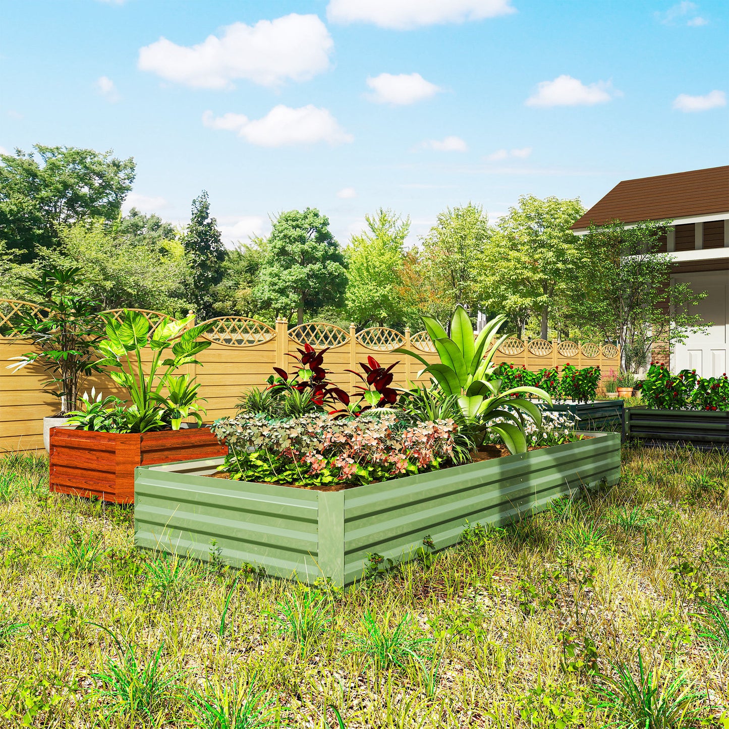 Metal Raised Garden Bed Planter Box Outdoor Planters (2)