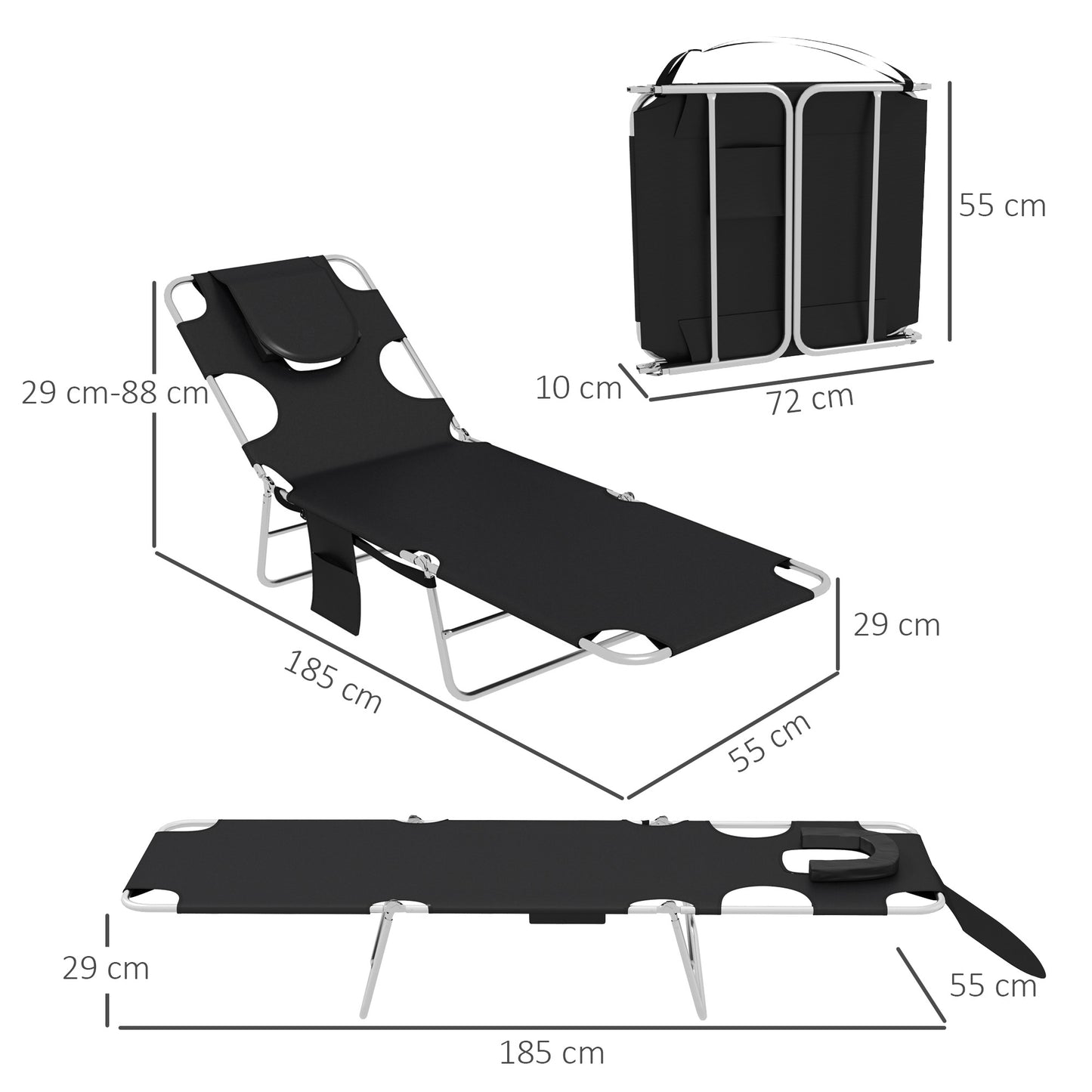 Foldable Sun Lounger Set of 2