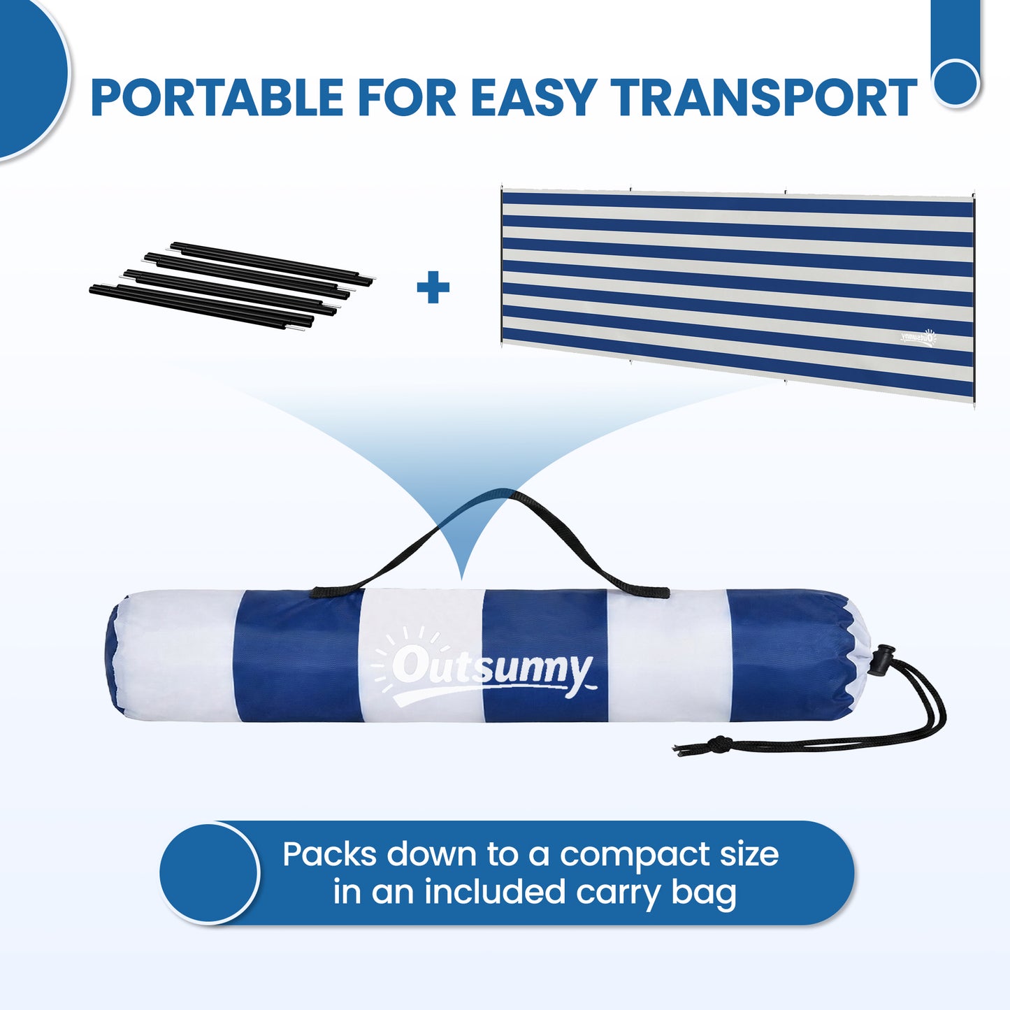 4 Pole Camping Windbreaks, Beach Wind Shield Shelter with Carry Bag (3)