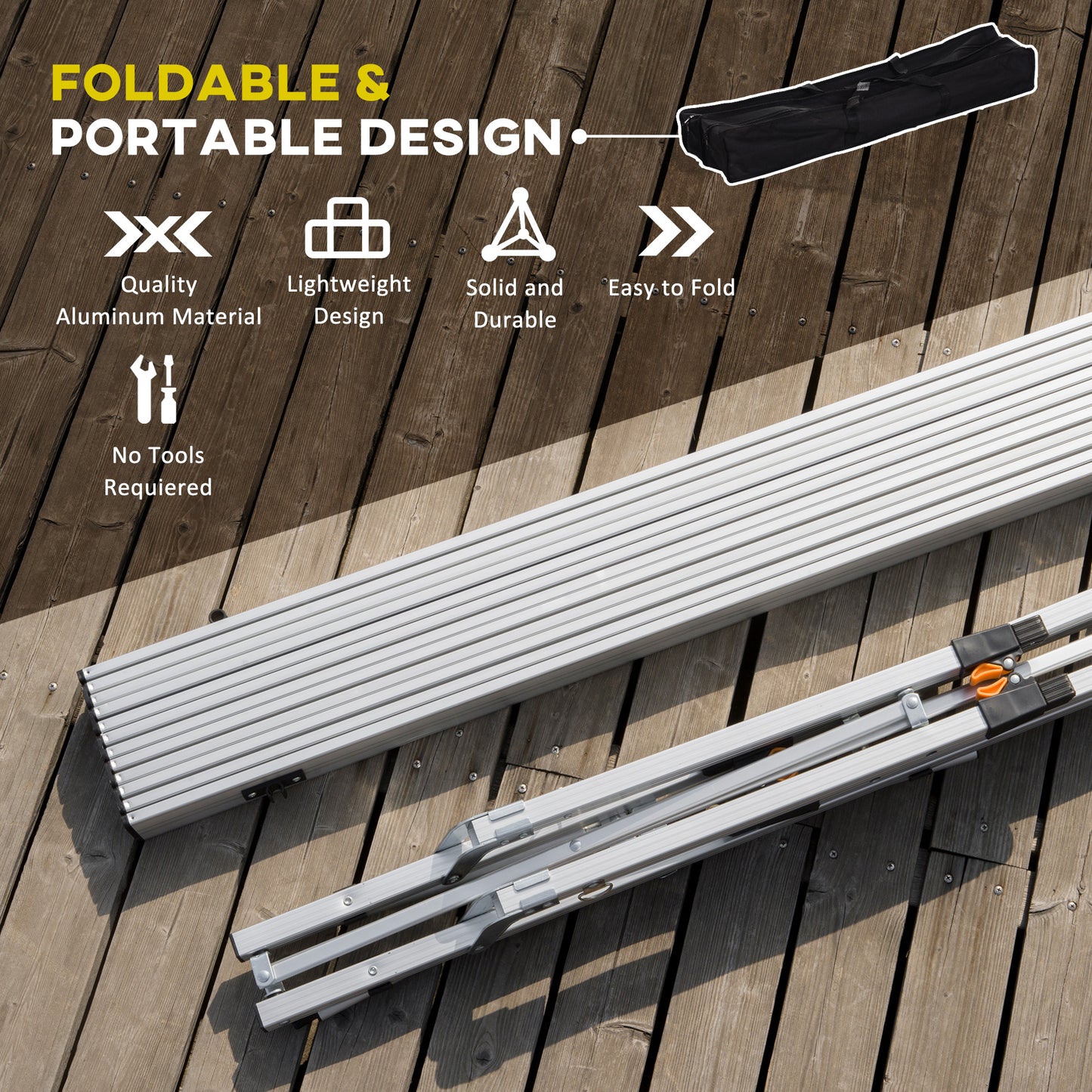 4FT Folding Aluminium Picnic Table Portable Camping BBQ Table Roll