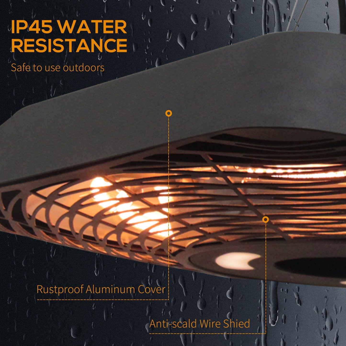 2000W Electric Hanging Patio Heater Ceiling Mounted Halogen Heating