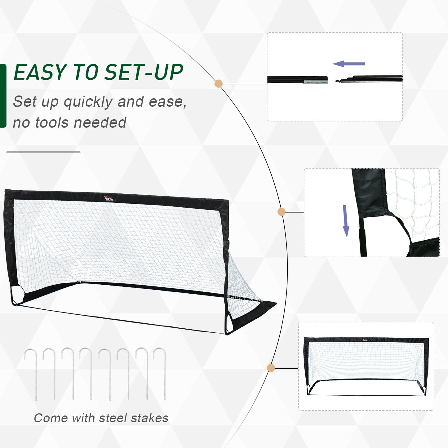 Set of 2 Football Goal Net 6 x 3 ft Foldable Outdoor Sport Training