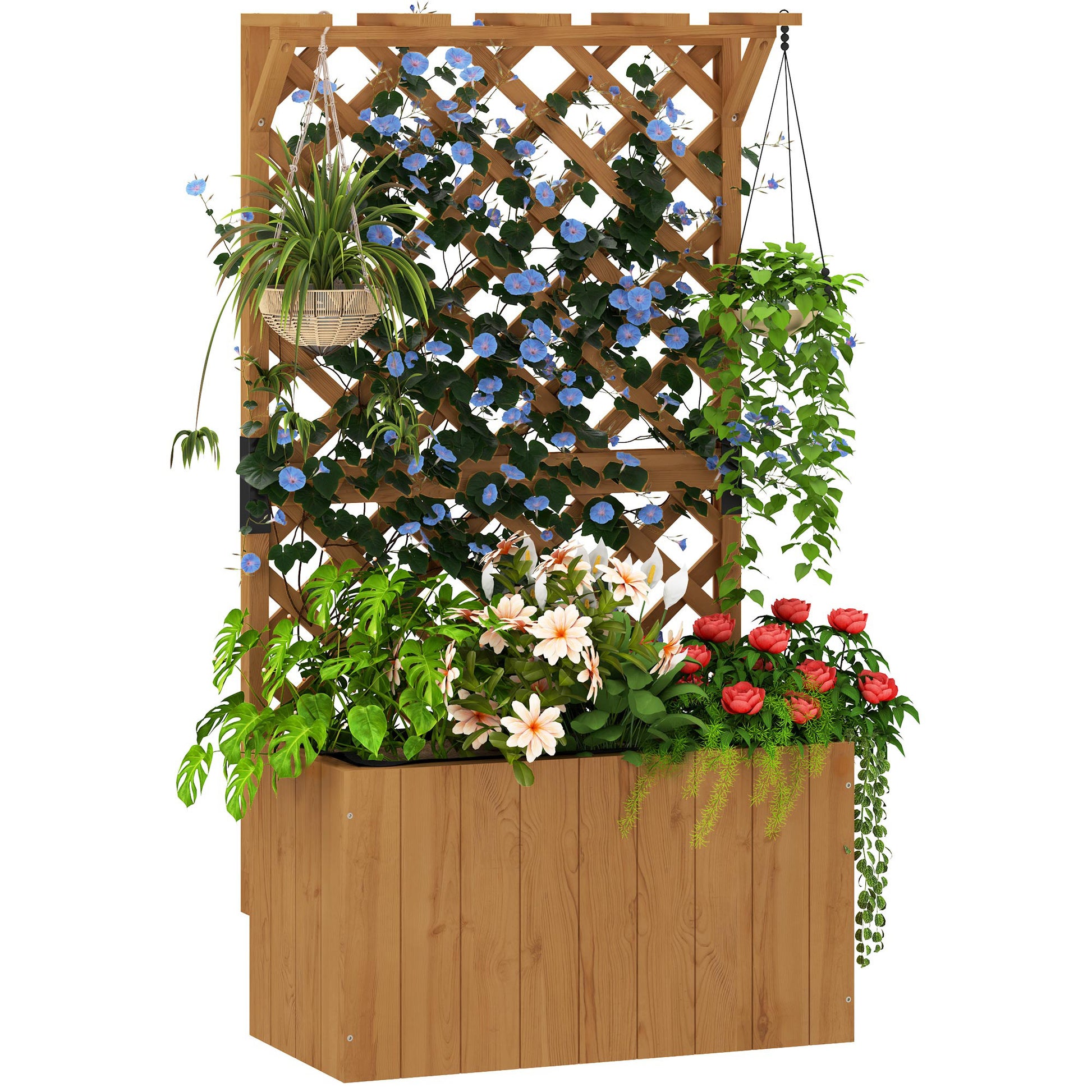 Wooden Planter with Trellis