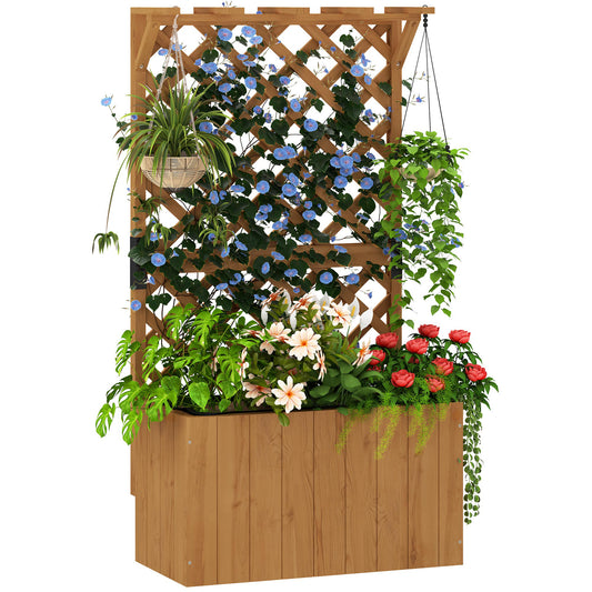 Wooden Planter with Trellis