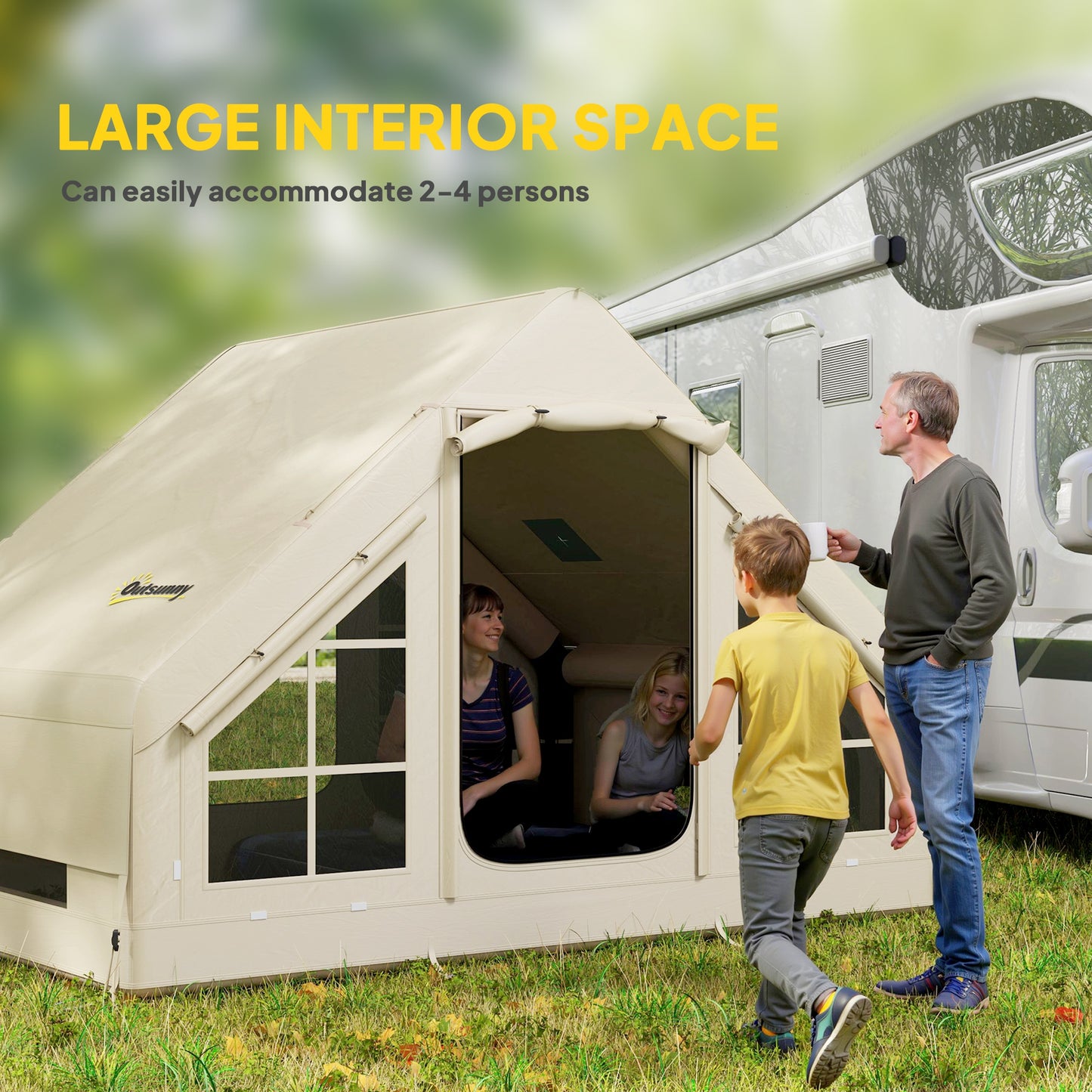 Inflatable Camping Tent with Pump and Stove Jack Hole