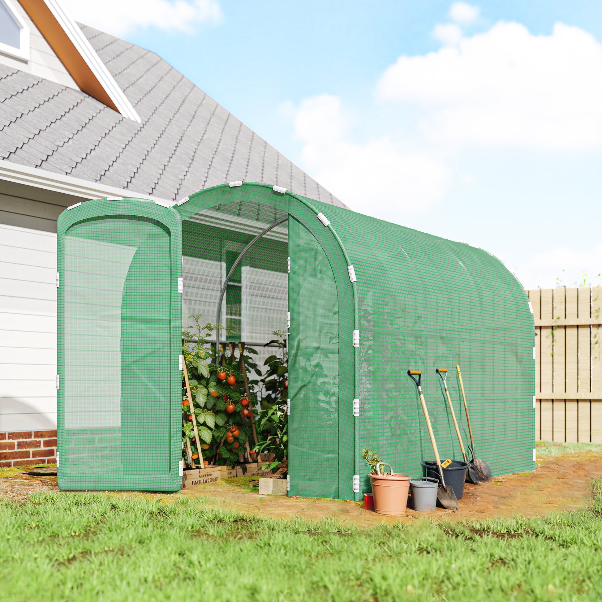 3 x 2 x 2m Polytunnel Greenhouse with Hinged Door
