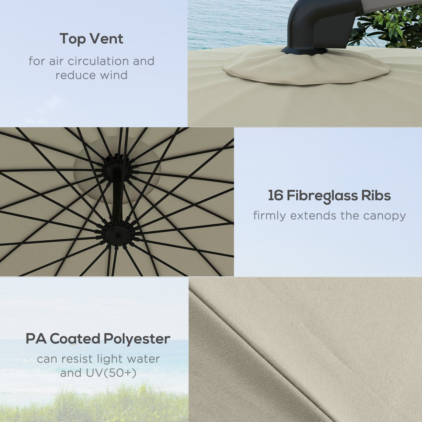 2.7m Cantilever Parasol, with Cross Base