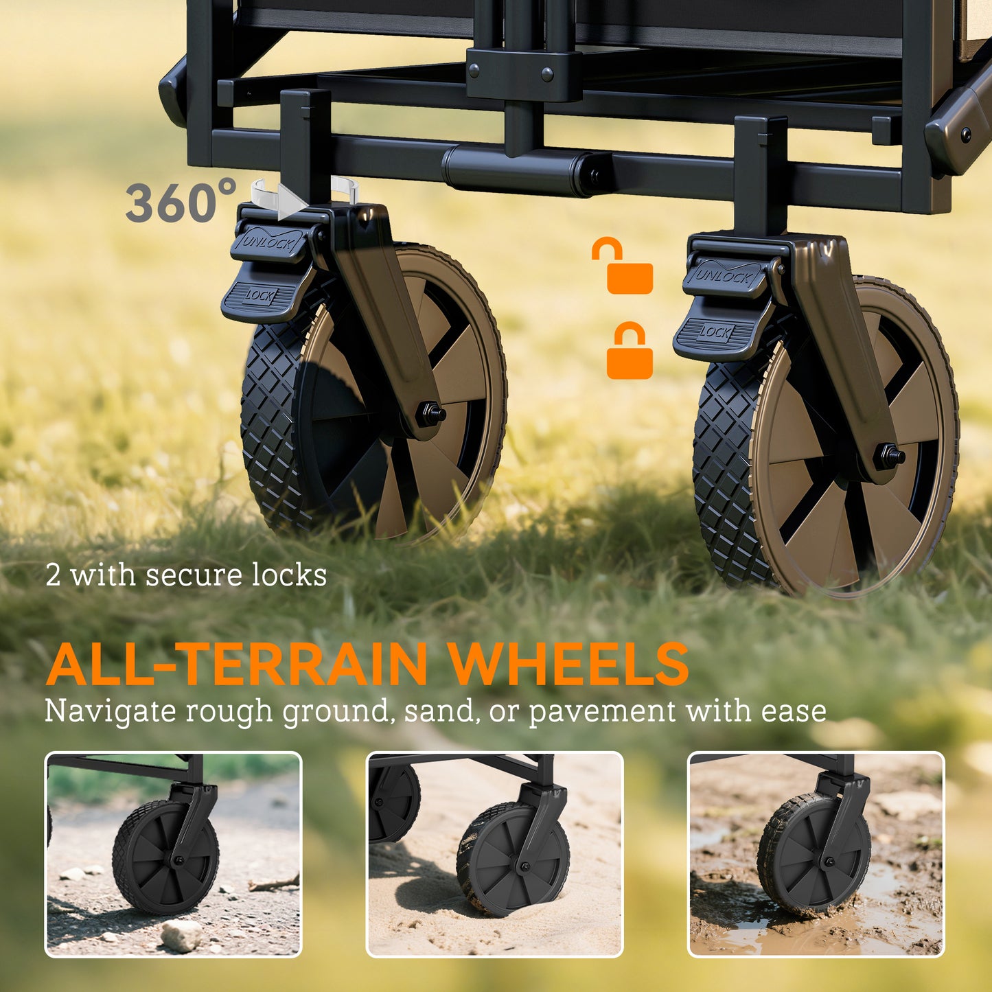 Folding Steel Frame Garden Storage Cart, with Wheels and Handle
