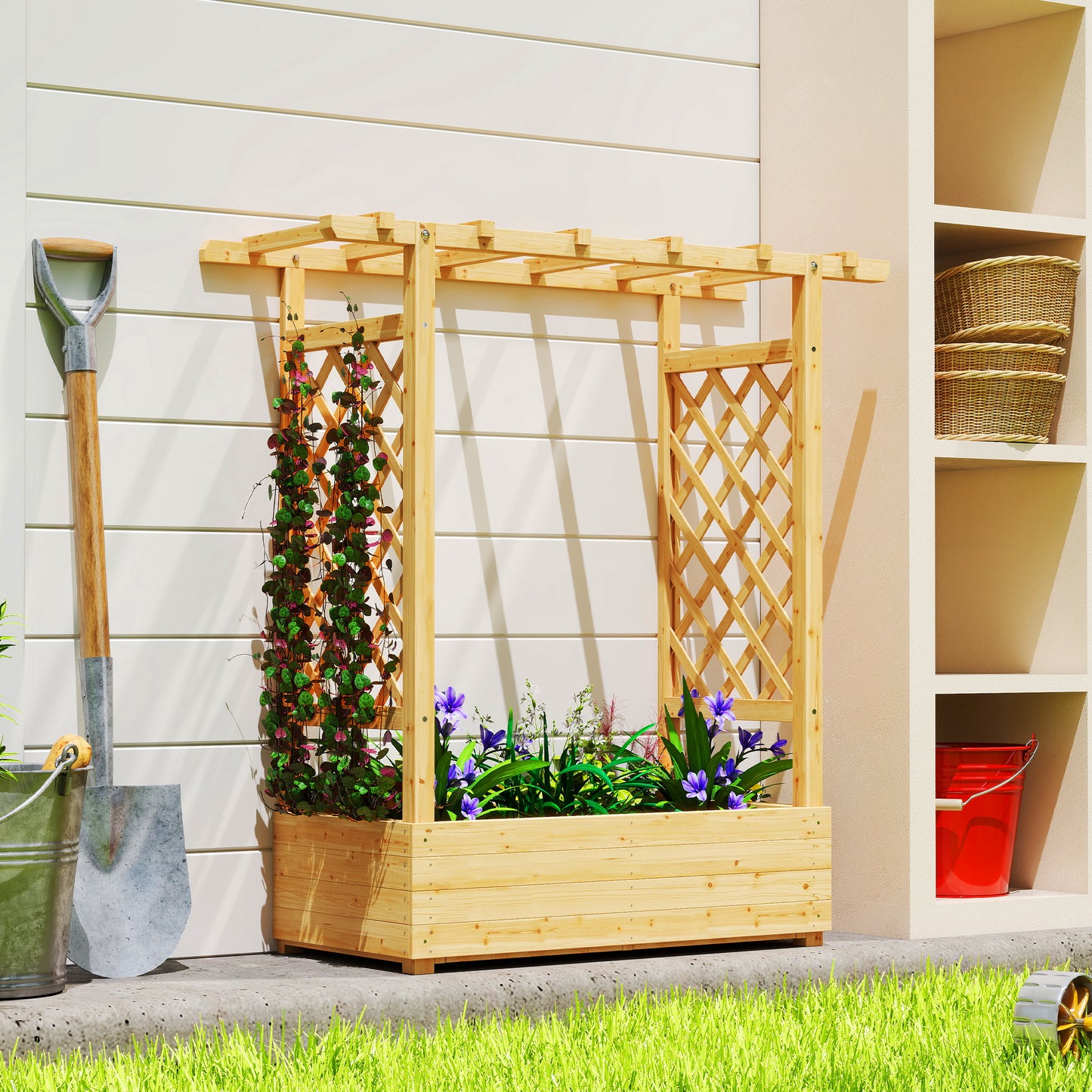 Garden Planter with Trellis (1)
