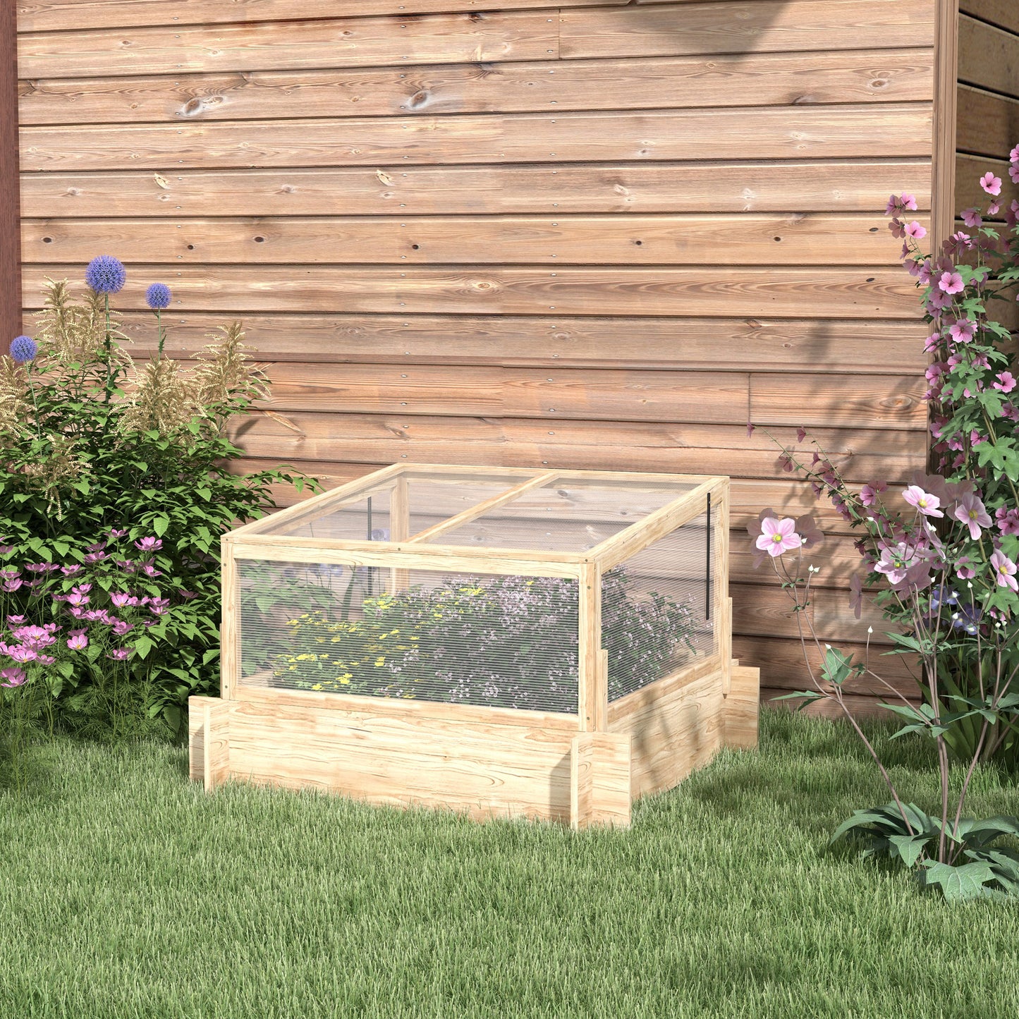 2-In-1 Wooden Greenhouse Planter Box