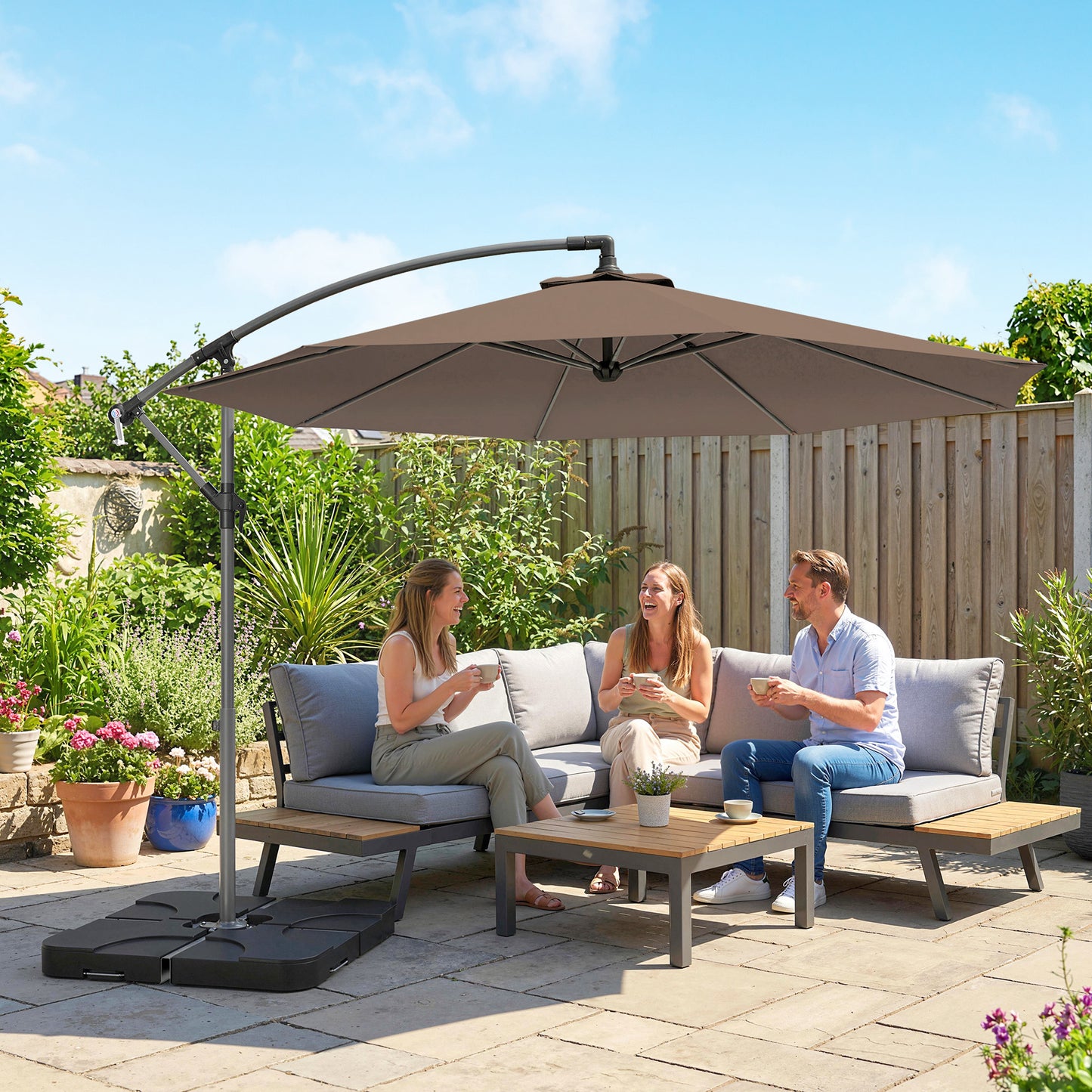 3m Overhanging Parasol, with Base, Weights and Cover