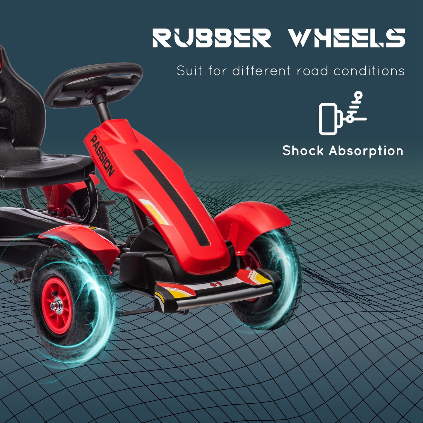 Pedal Go Kart, Kids Ride On Racer with Adjustable Seat