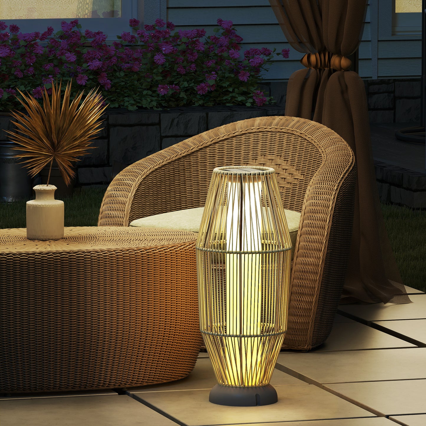 Garden Rattan Lamp, 72 cm Tall Solar Rattan Floor Lamp