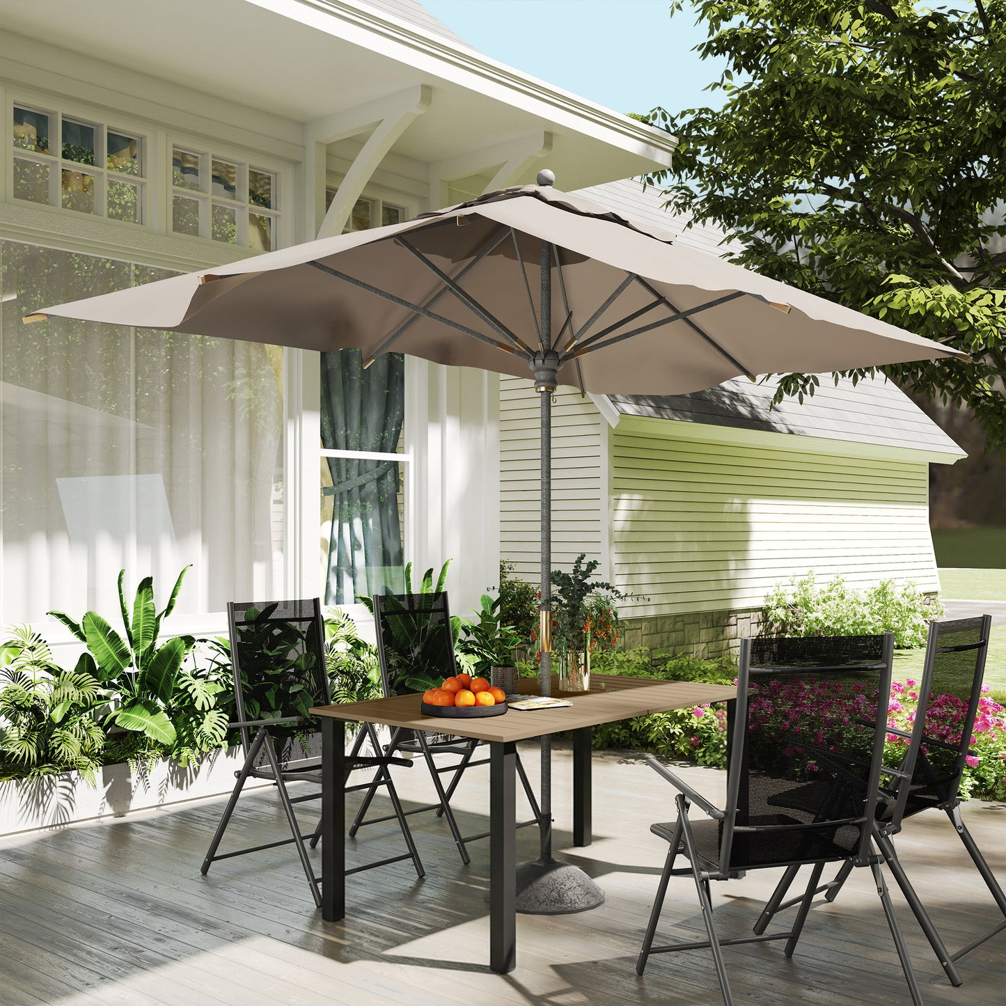 Garden Dining Table for 6 with Parasol Hole