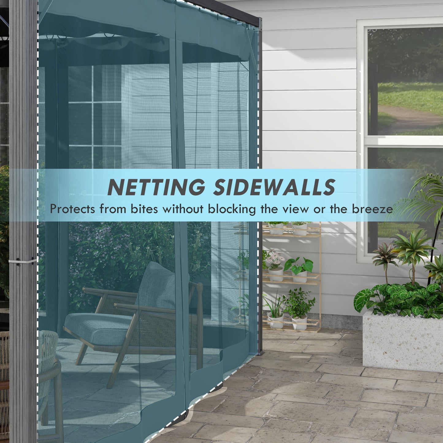 3 x 3m Aluminium Frame Pergola, with Retractable Roof