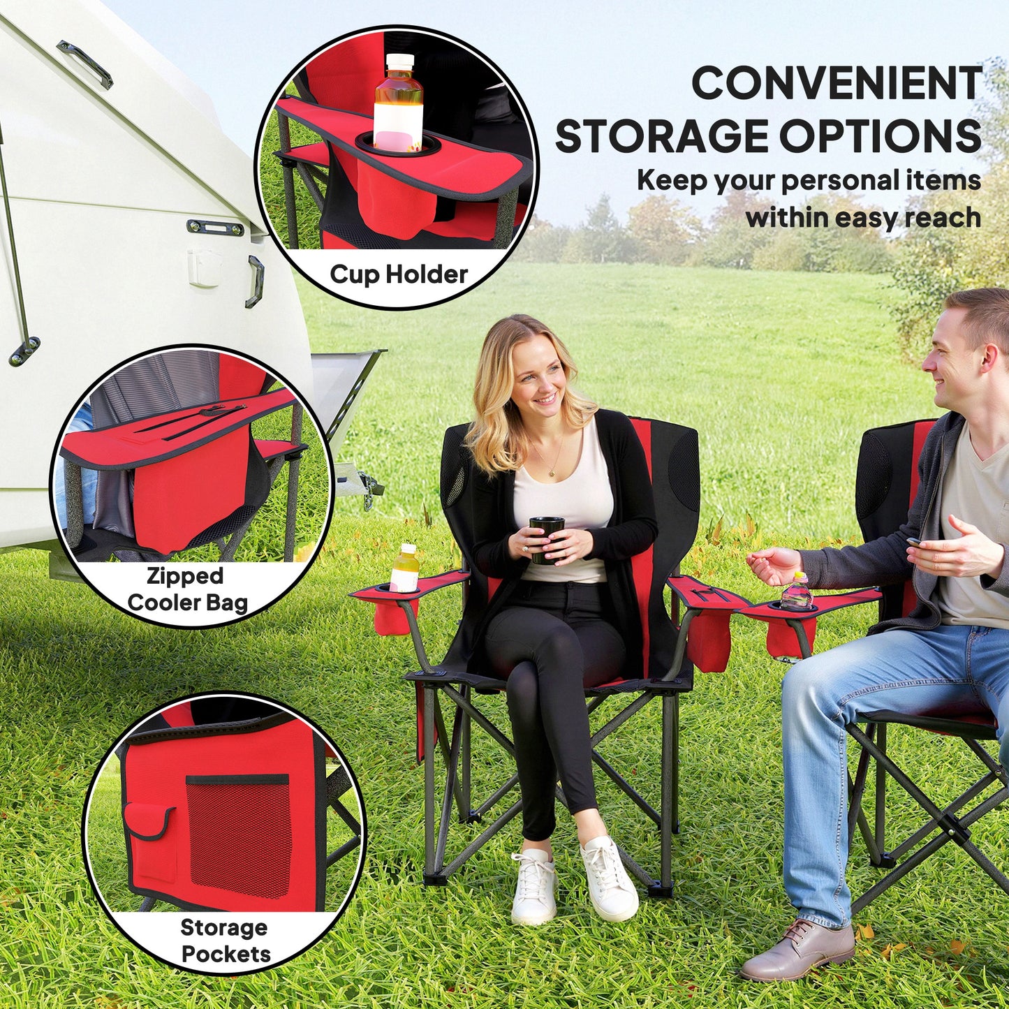 Set of 2 Folding Camping Chairs