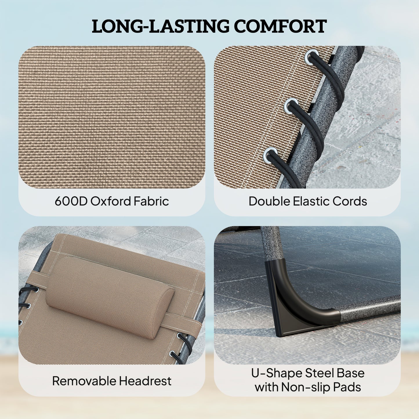 Five-Position Reclining Sun Loungers Set of 2