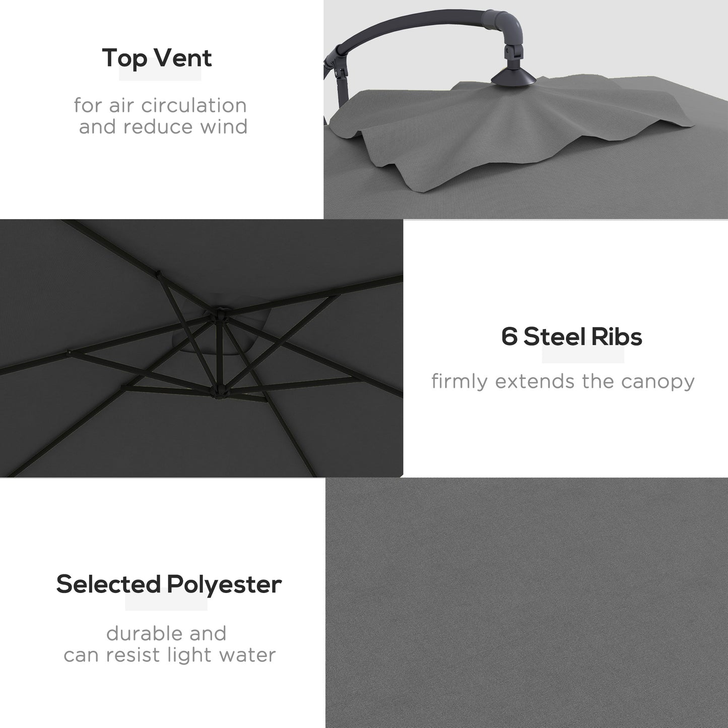 3(m) Cantilever Overhanging Parasol, with Cross Base