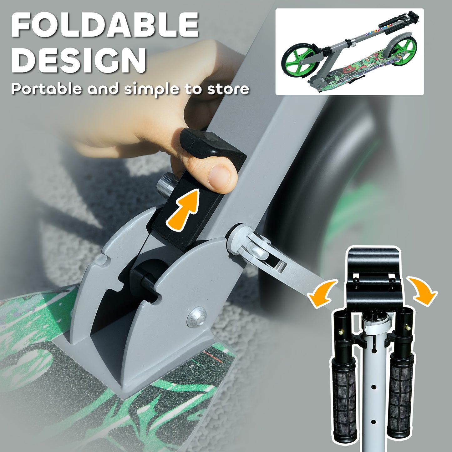 Foldable Kids Scooter with Adjustable Handlebar, 200mm Big Wheel