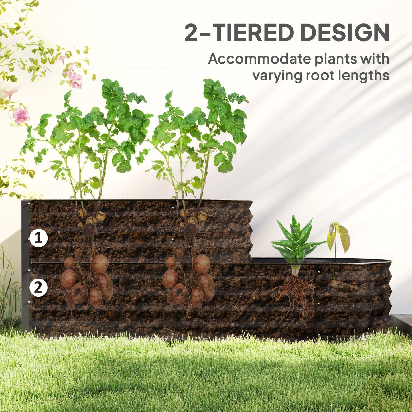 Two-Tier Galvanised Steel Garden Planter (1)