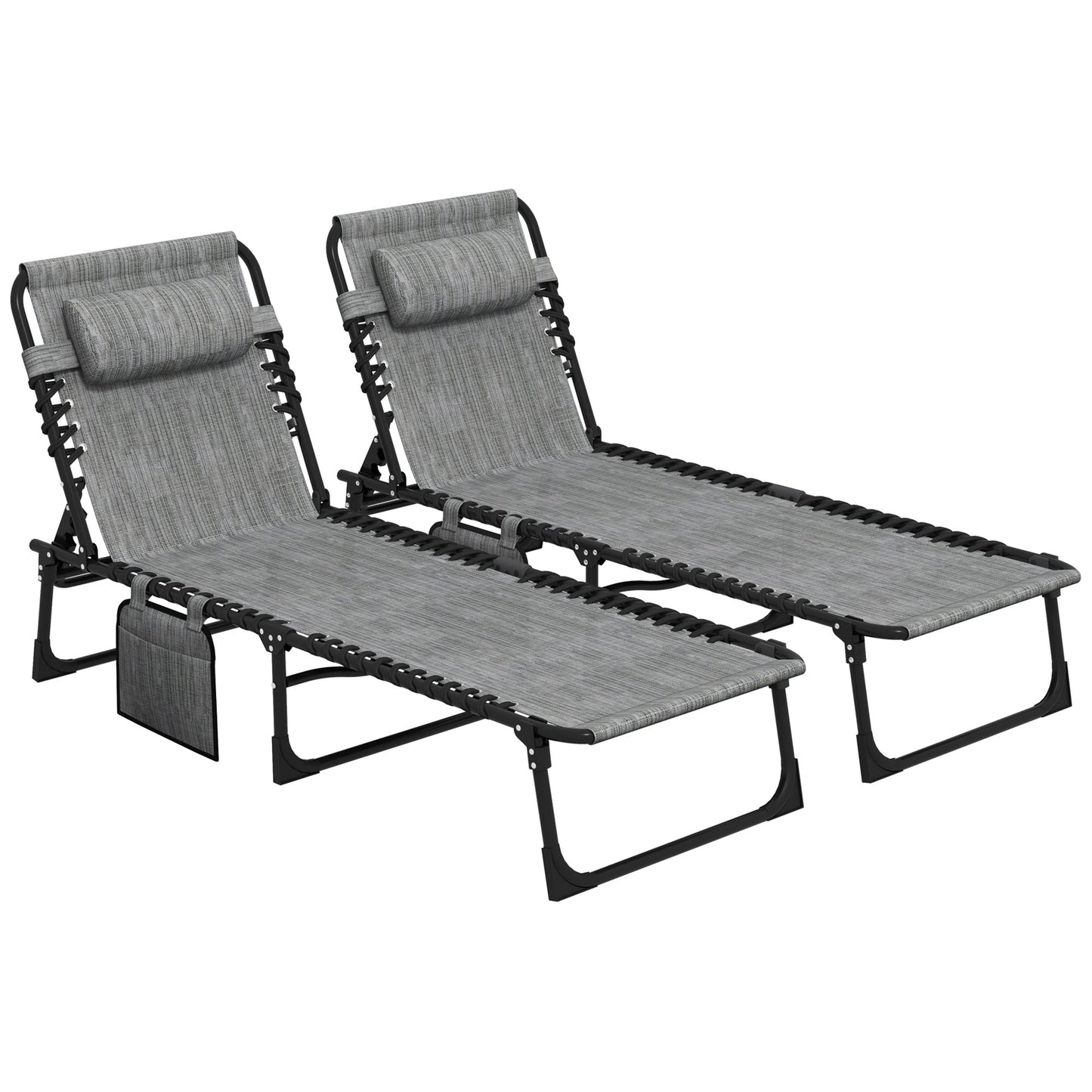 Portable Sun Lounger Set of 2, Folding Camping Bed Cot