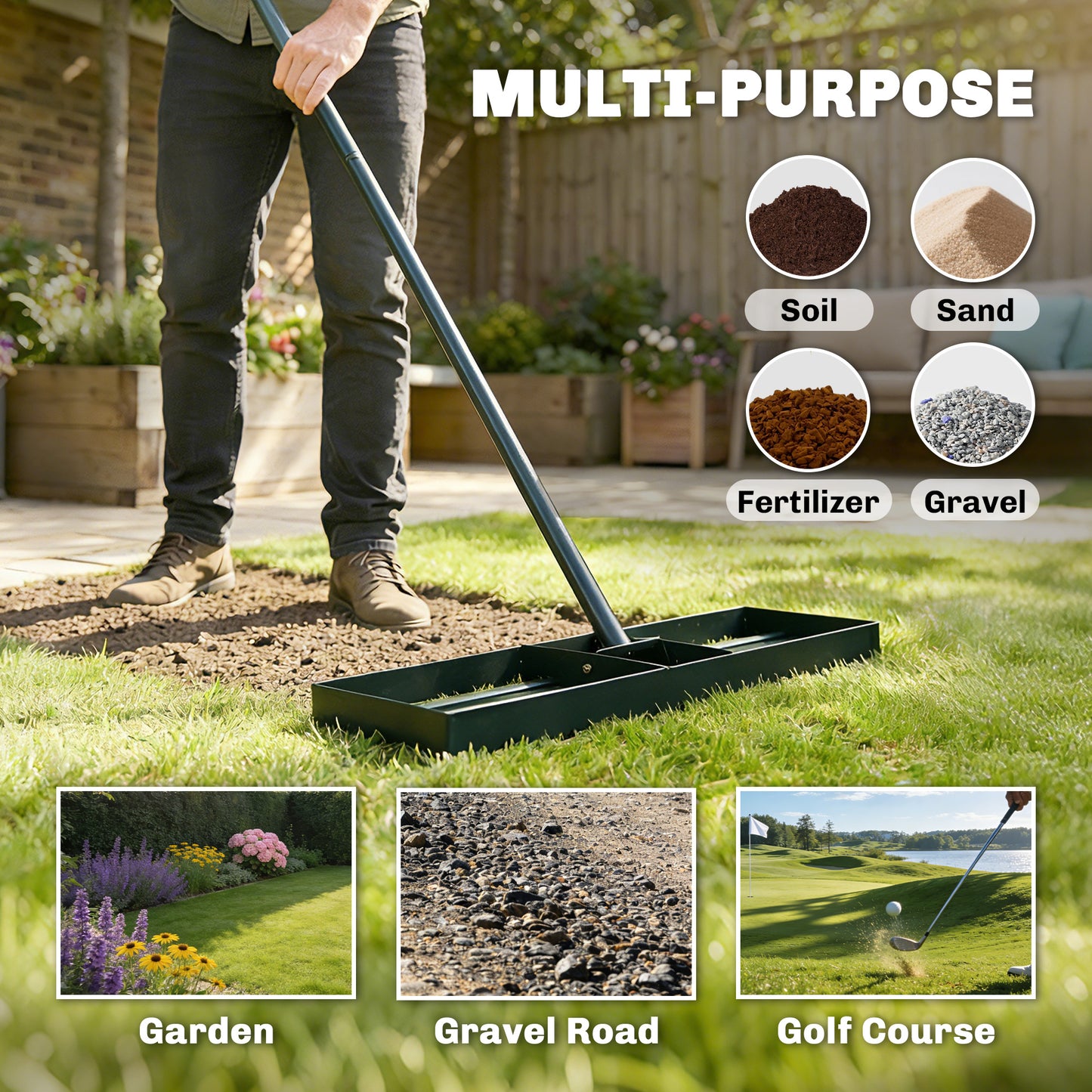 Lawn Levelling Rake, 76 x 26 cm Lawn Leveller Lute