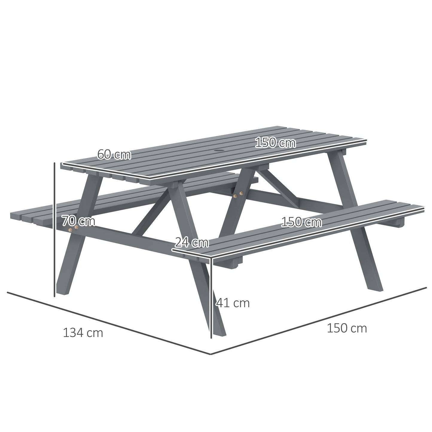 6 Seater Wooden Picnic Table Bench for Outdoor Garden or Patio