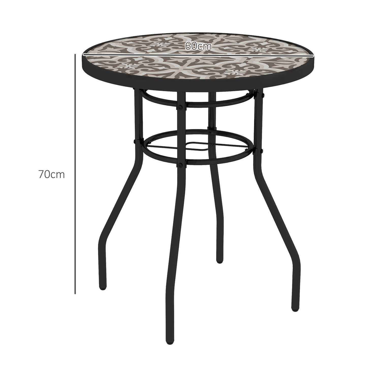 Φ60 Garden Table, with Glass Printed Tabletop