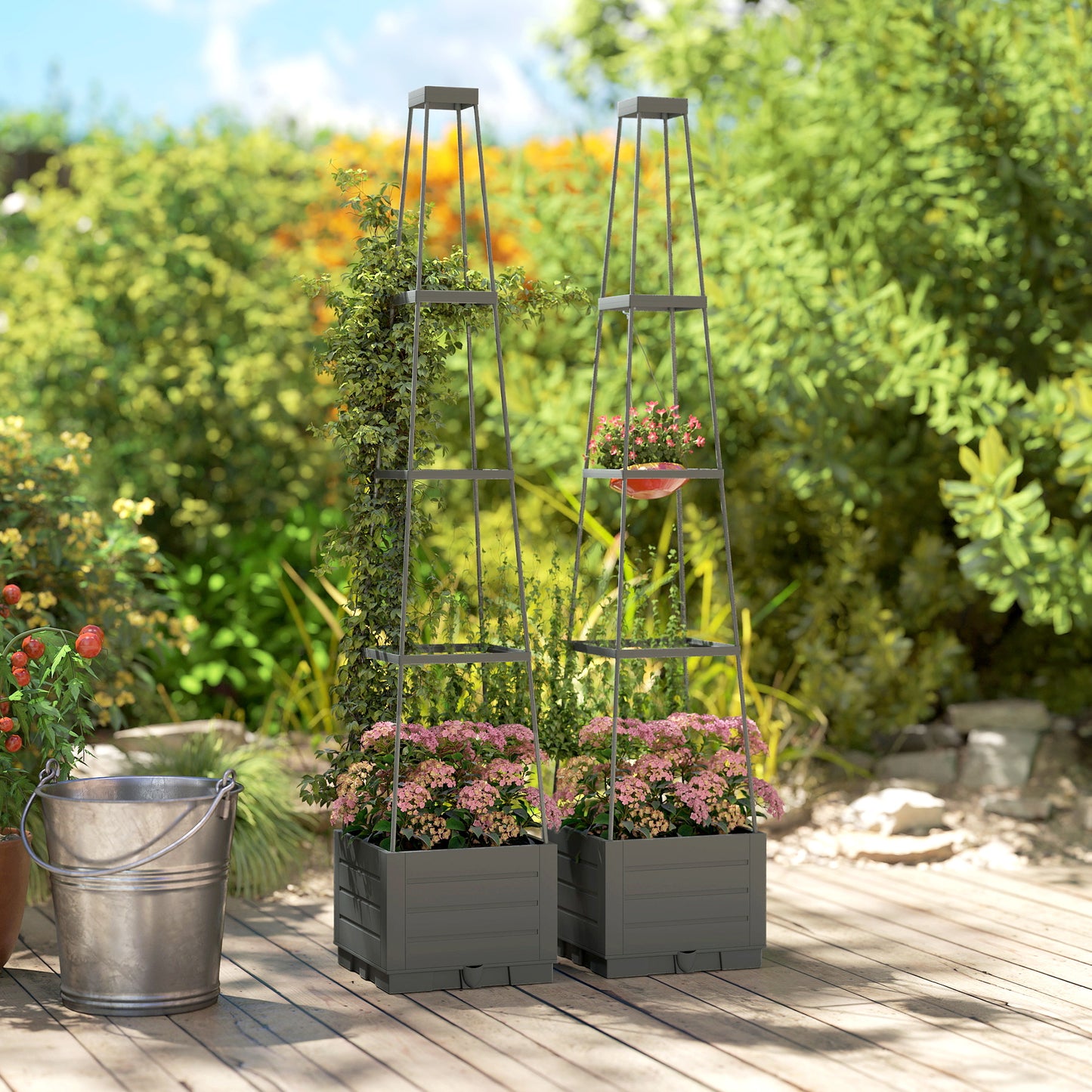 2 Pack Raised Garden Bed with Trellis