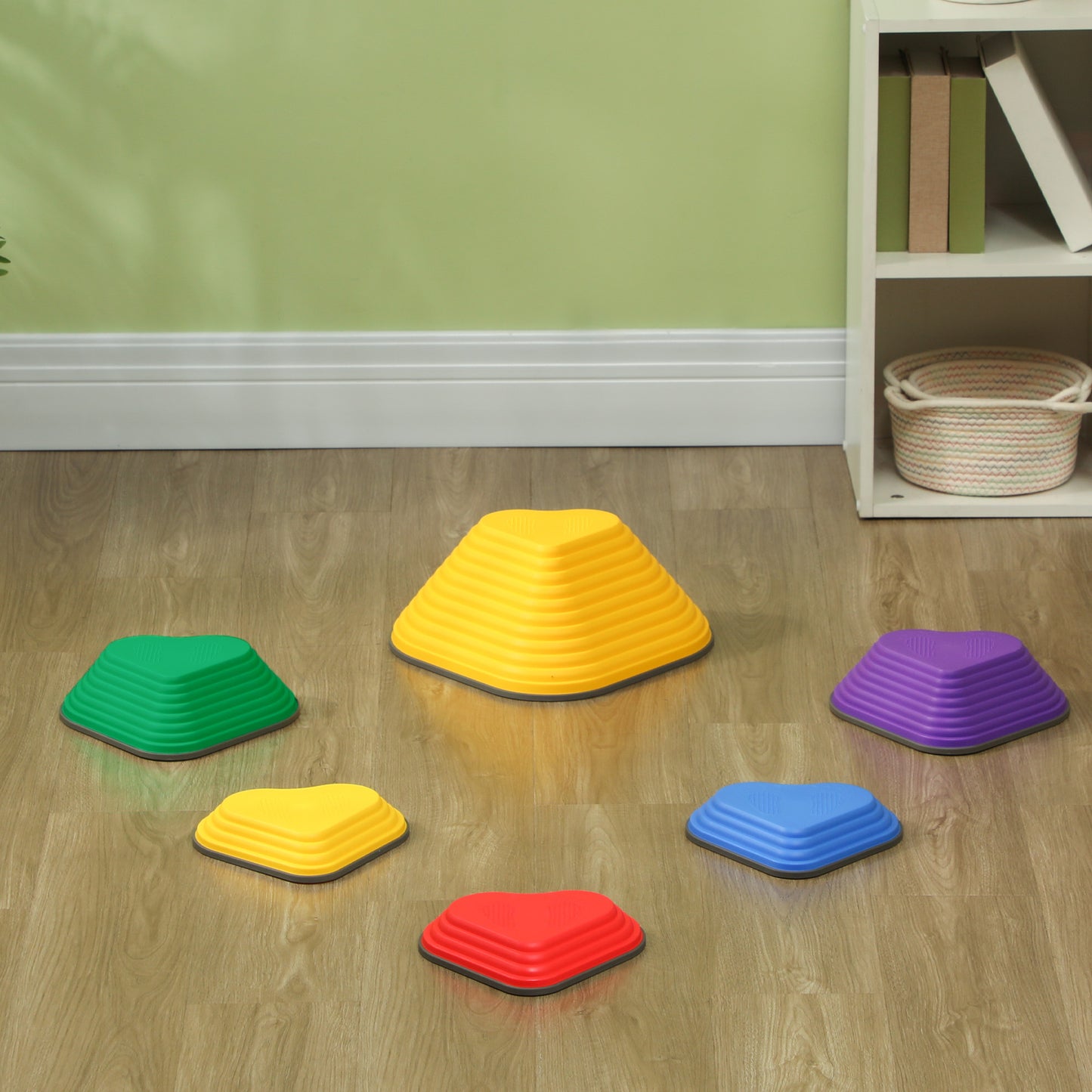 6-Piece Heart-Shaped Kids Balance Stepping Stones and Motor Skills