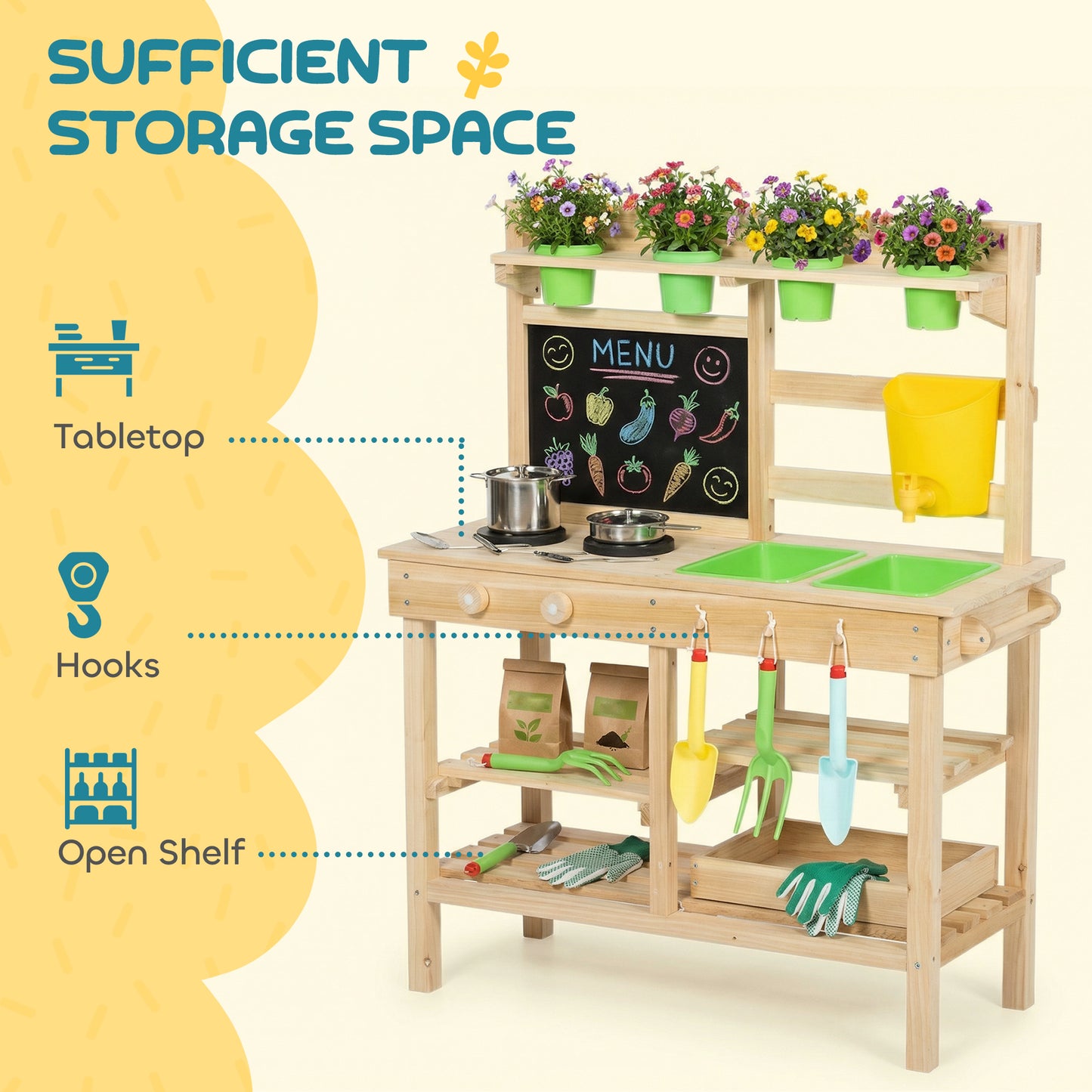 Kids Mud Kitchen, Outdoor Wooden Play Kitchen