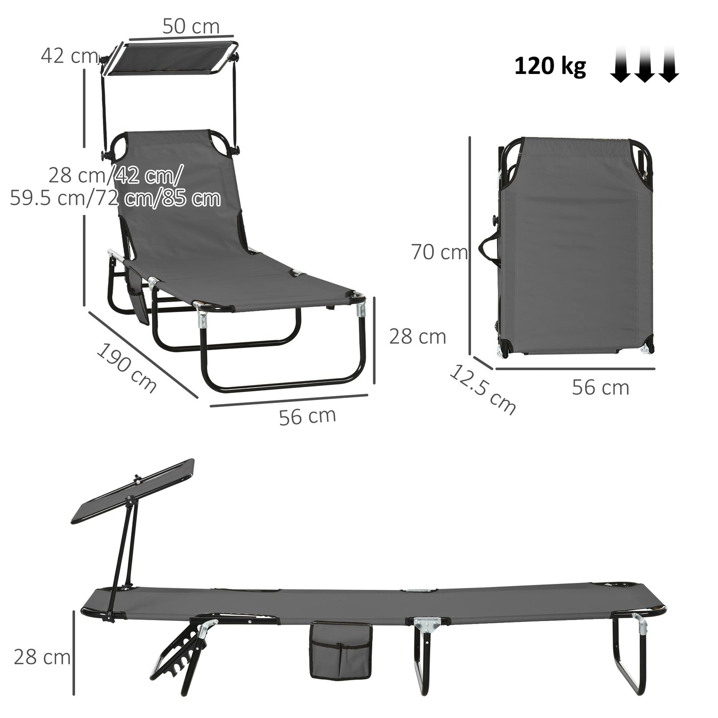 Set of Two Folding Sun Loungers
