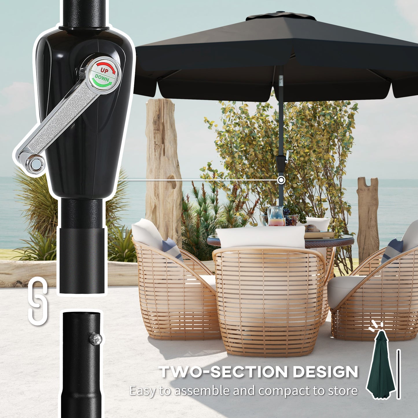 2.7m Patio Parasol Garden Umbrellas Outdoor Sun Shade Table Umbrella