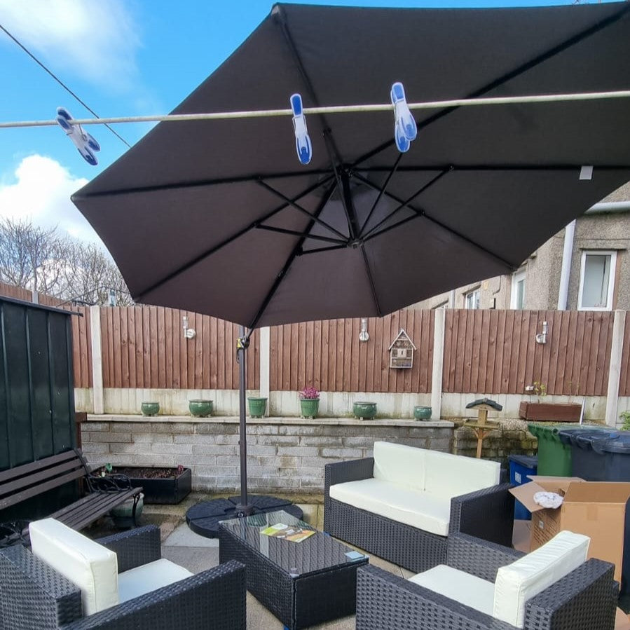 3(m) Offset Parasol Cantilever Hanging Umbrella 360° Rotation w/ Base