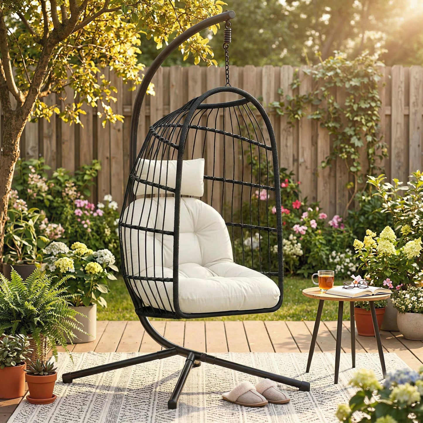 Hanging Egg Chair, Indoor Outdoor Hammock Swing Chair with Stand
