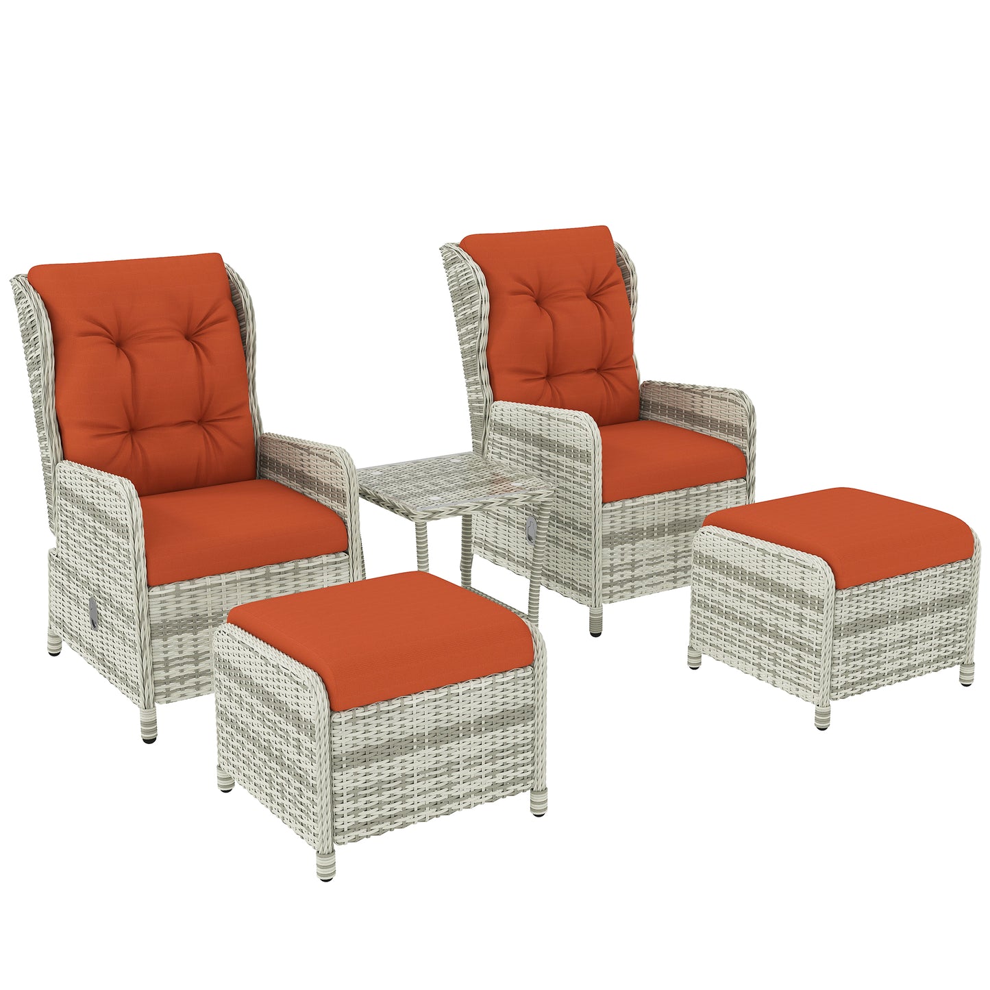 5 Pieces Rattan Bistro Set with Adjustable Back