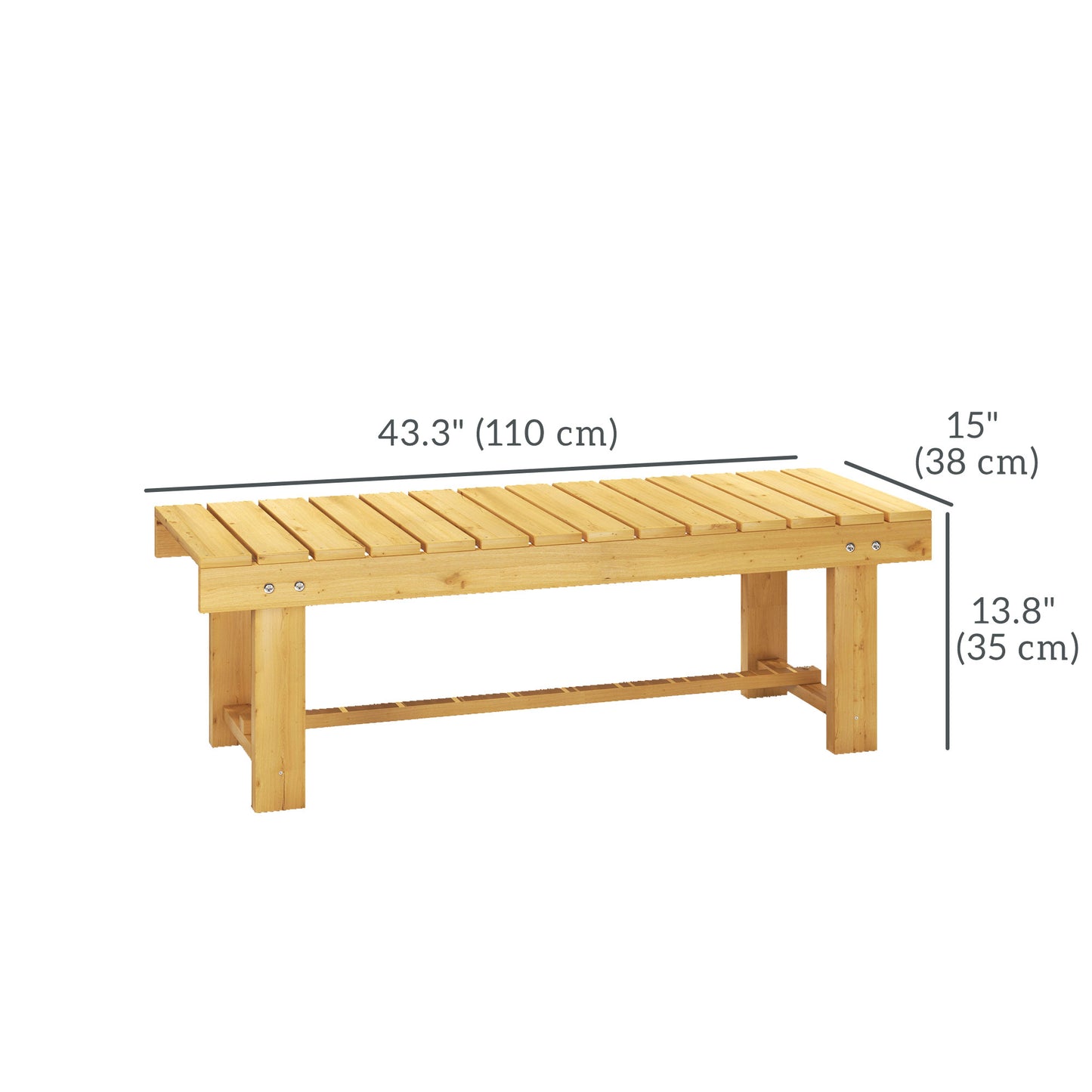 1 Piece 2-seater Outdoor Indoor Wooden Garden Bench Fir Patio