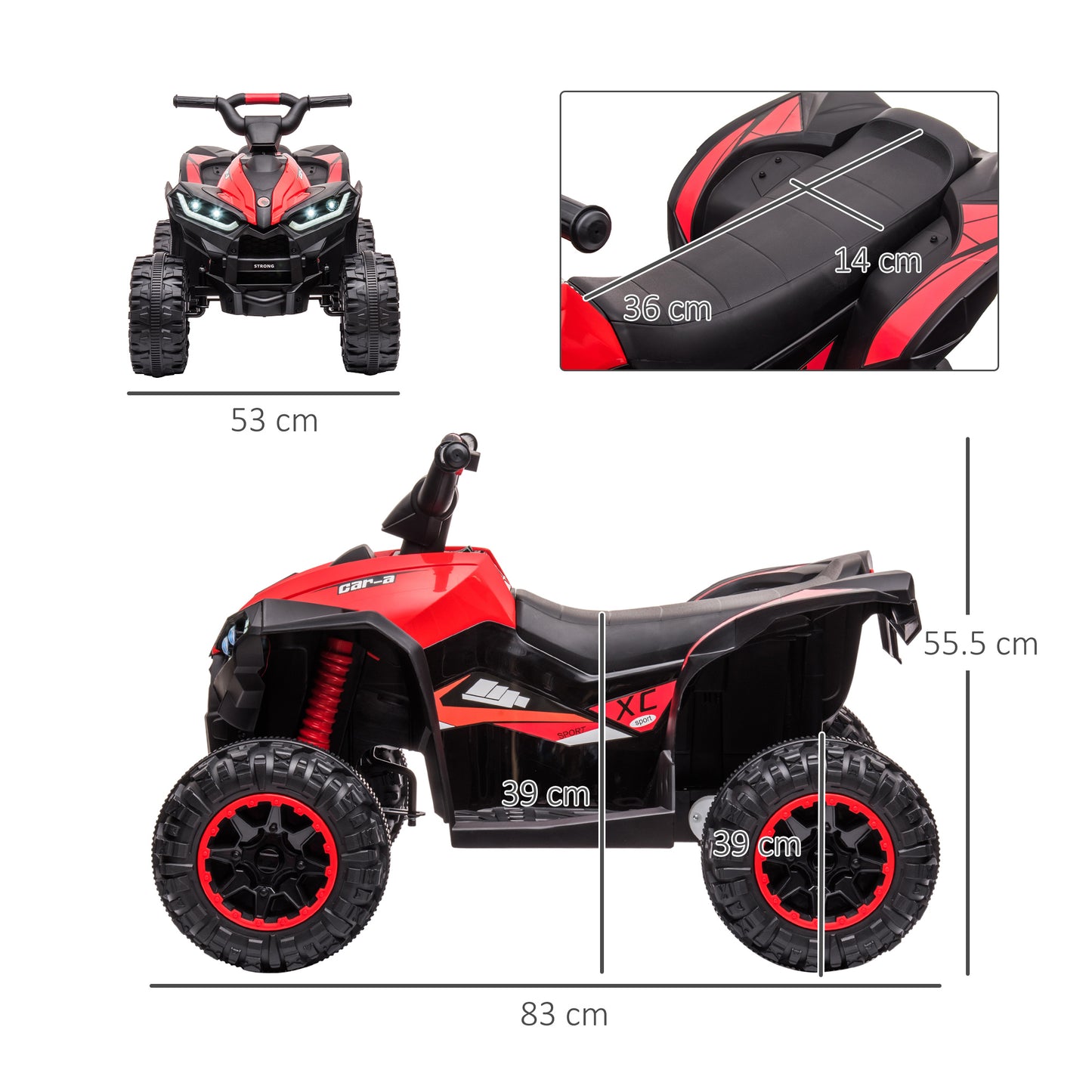 12V Ride-On Quad Bike w/ Music, Horn, for Ages 3-5 Years