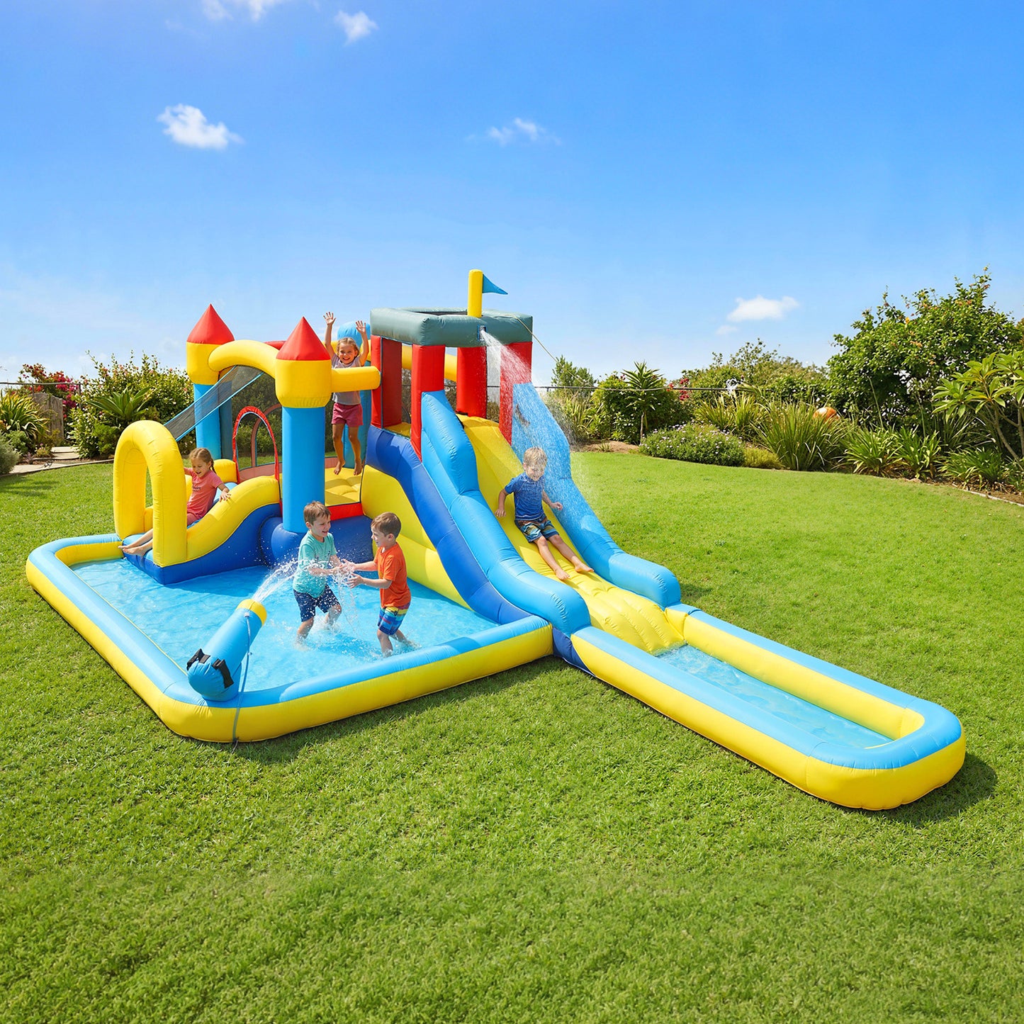 Inflatable Bouncy Castle, Kids Water Bounce House 6 in 1