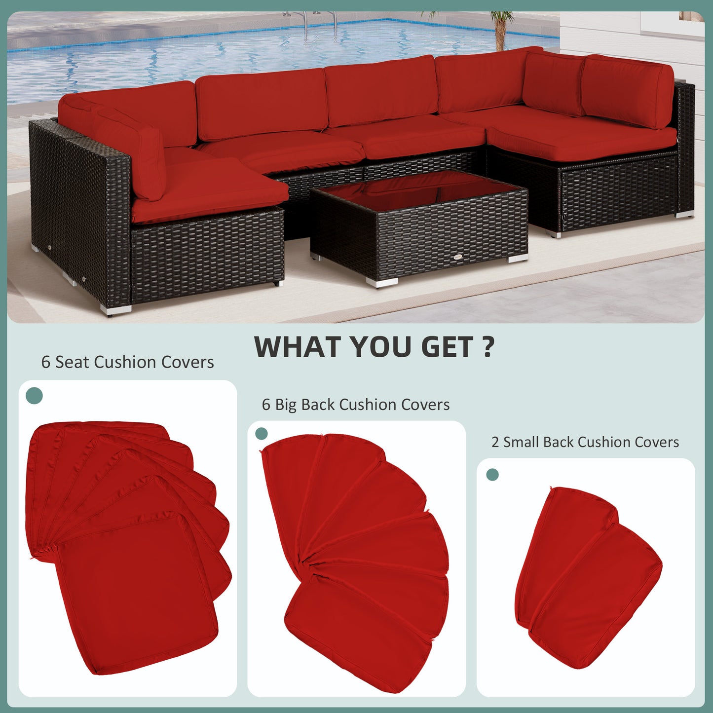Set of 14 Outdoor Cushion Covers