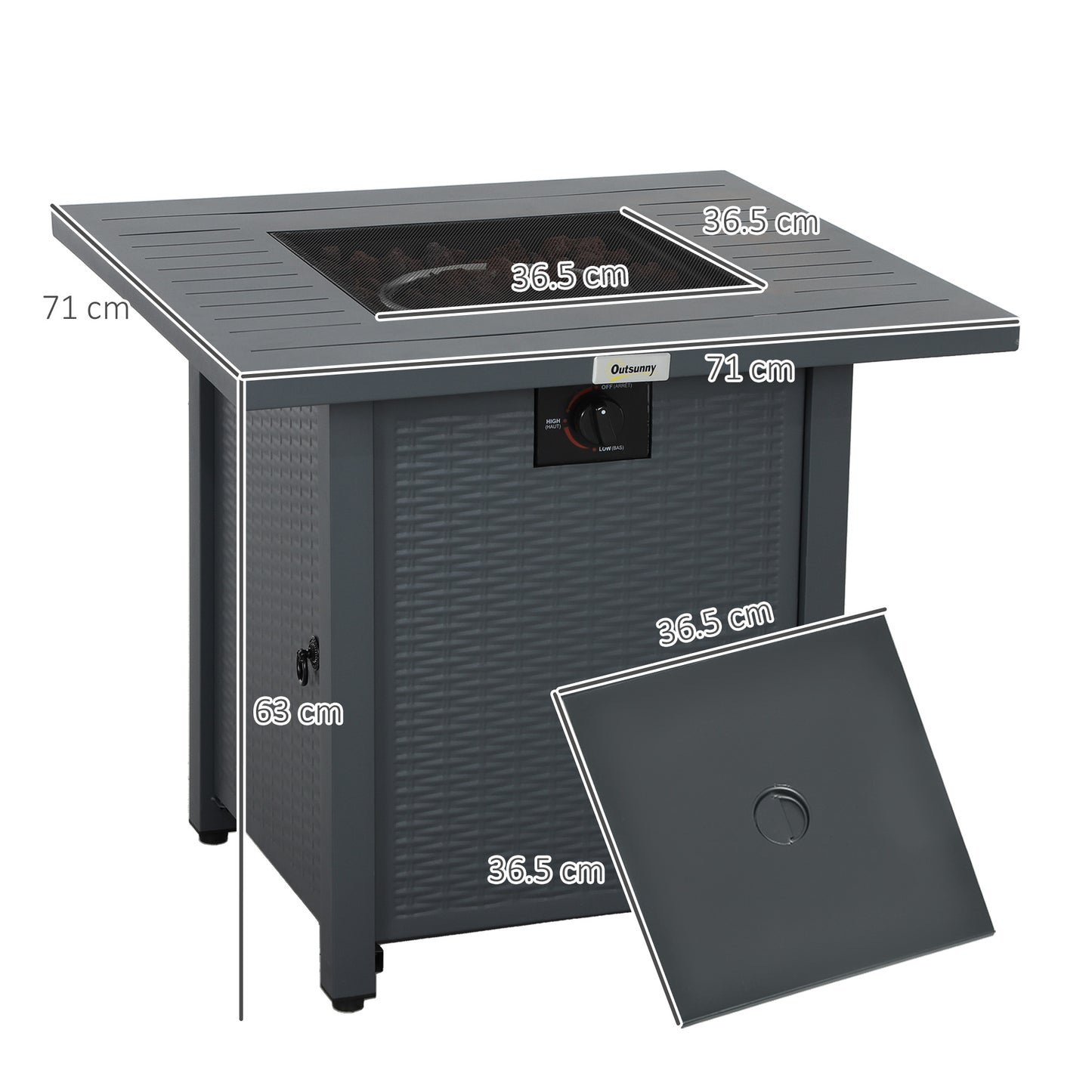 Rattan-style Propane Gas Fire Pit Table with 40,000 BTU Burner