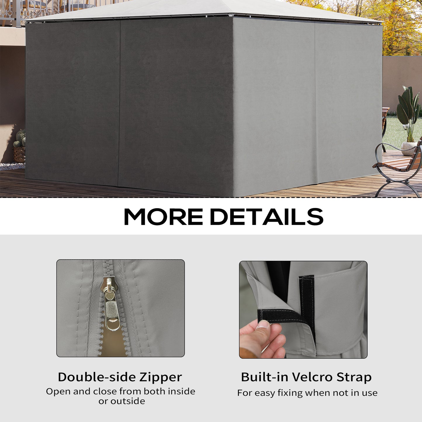 4 Pack Replacement Gazebo Curtains Privacy Panel