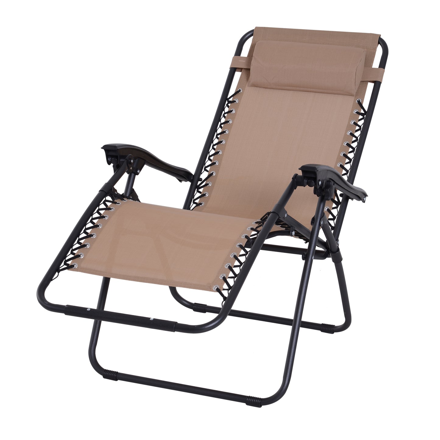 Zero Gravity Chair Metal Frame Texteline Armchair Outdoor Folding
