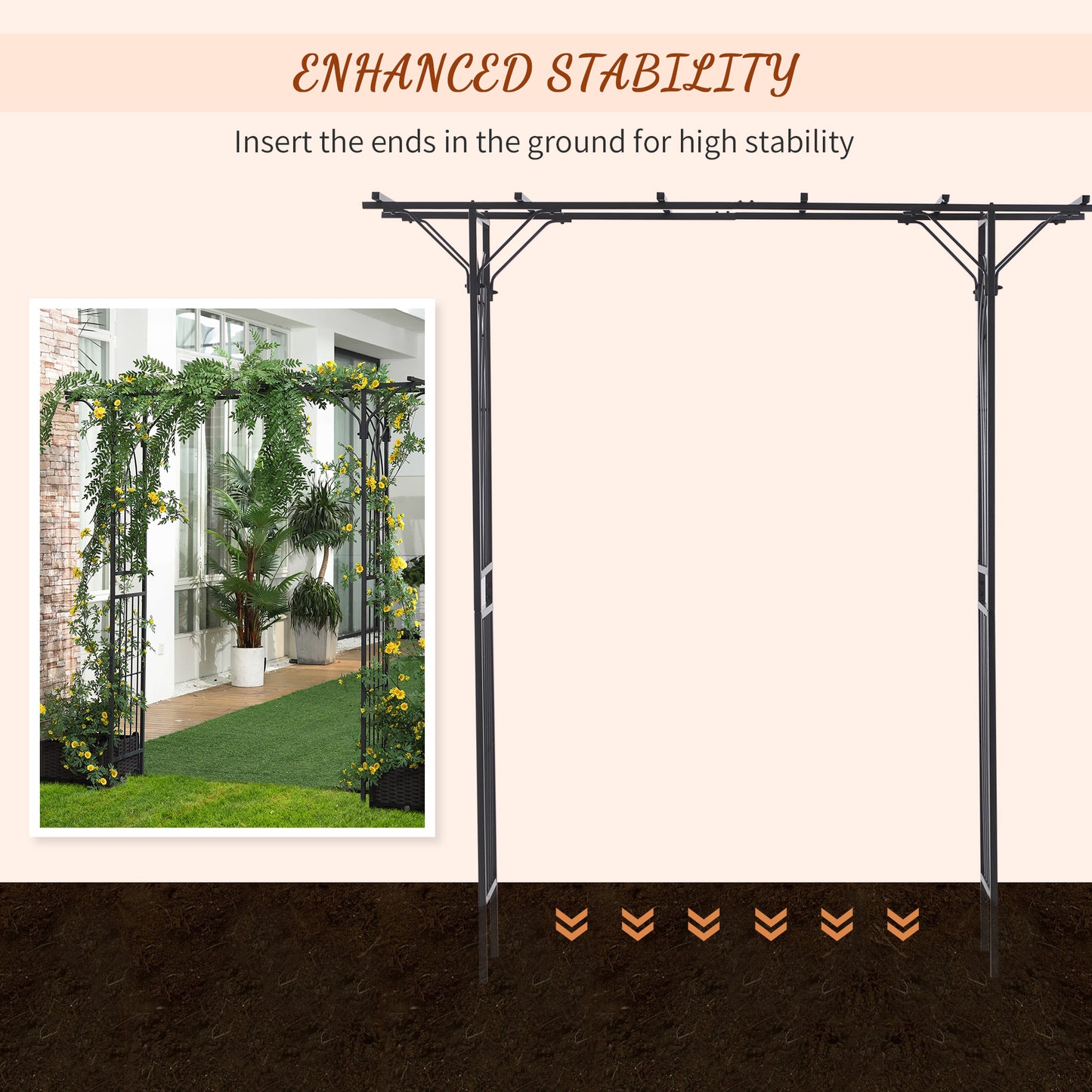 210cm Decorative Metal Garden Trellis Arch