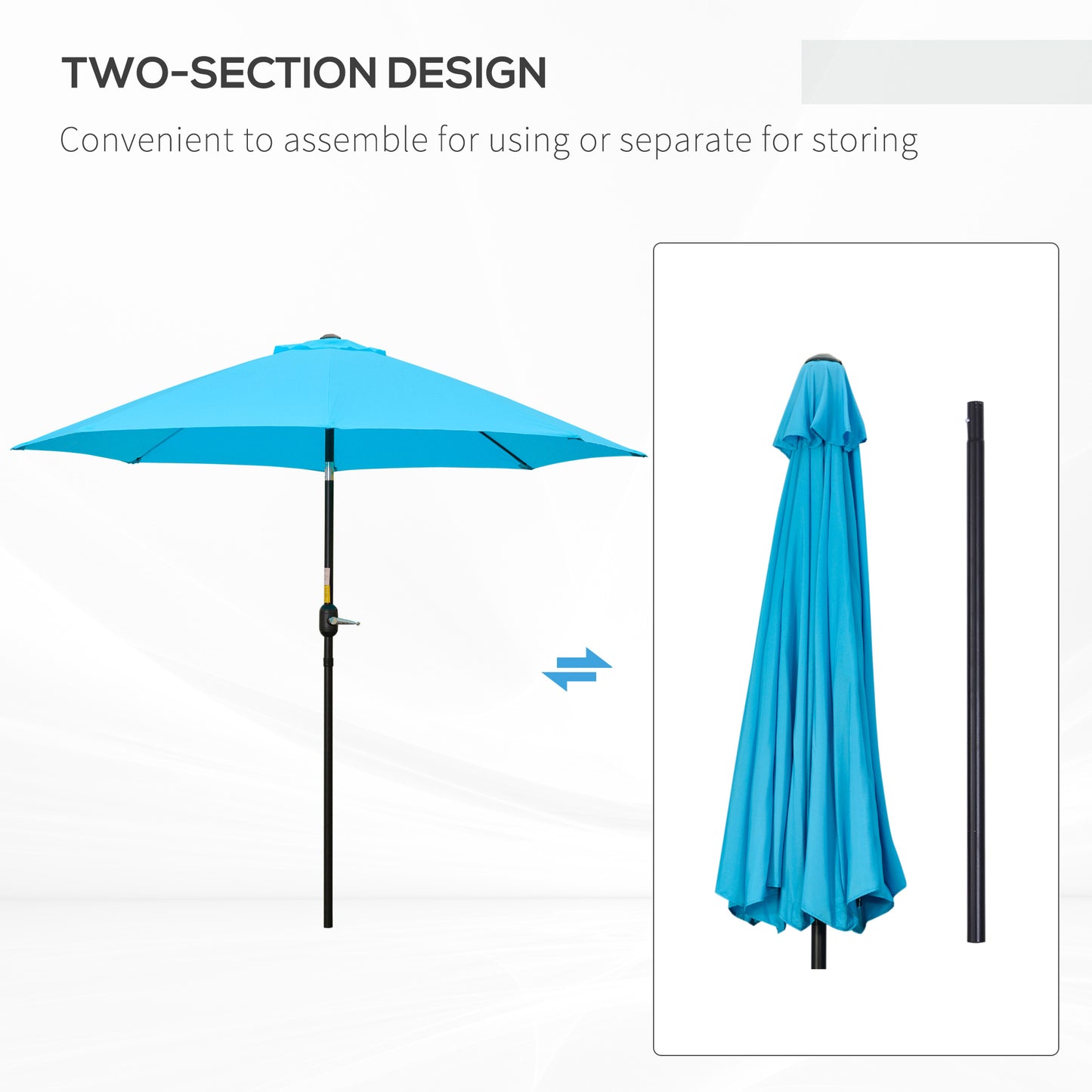 2.6M Patio Parasol Sun Umbrella
